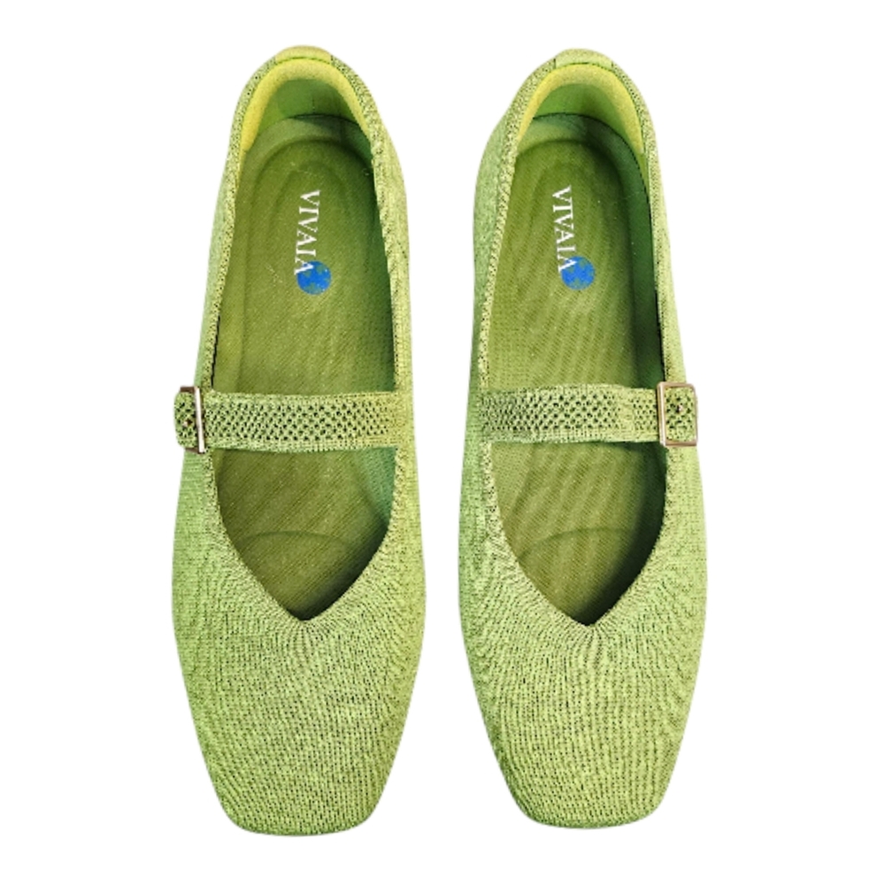 NWOT Vivaia Margot Pistachio Ombre Square Toe Mary Jane Flats Sz 37 Balletcore - Picture 4 of 15